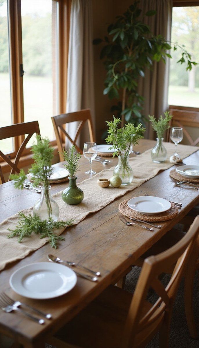 Burlap table runners for earthy elegance
