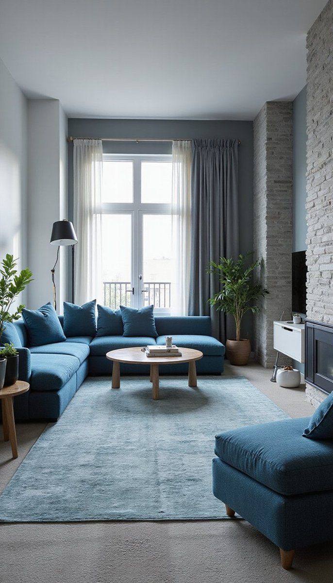 Calming Shades of Blue and Stone
