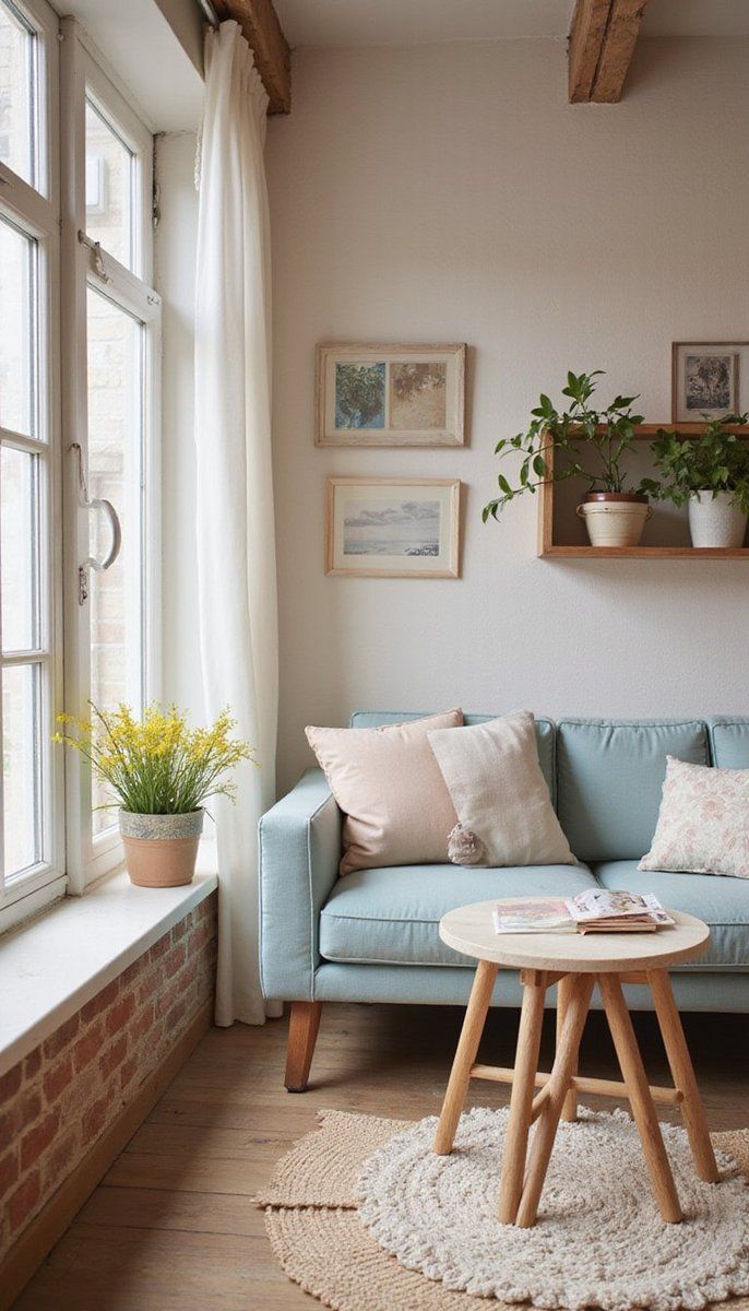 Chalky pastels with rustic touches