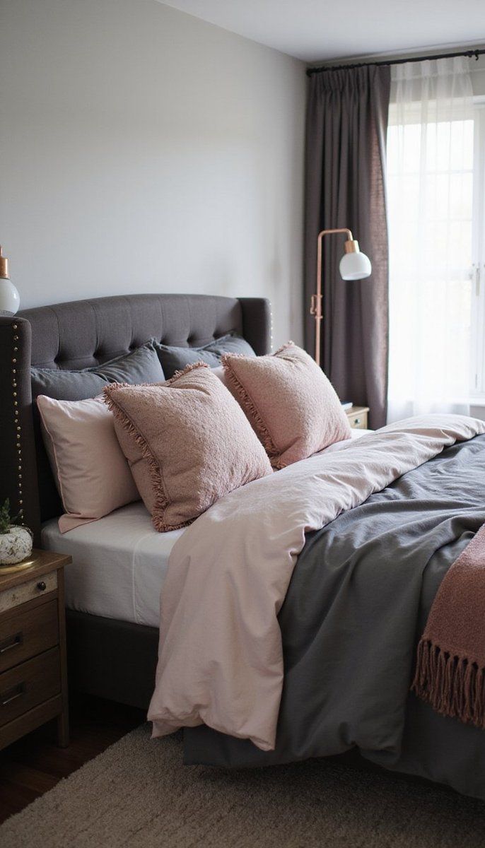 Charcoal and blush pink: soft sophistication