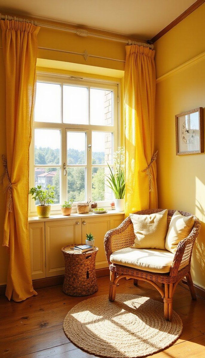 Cheerful yellows with rustic energy