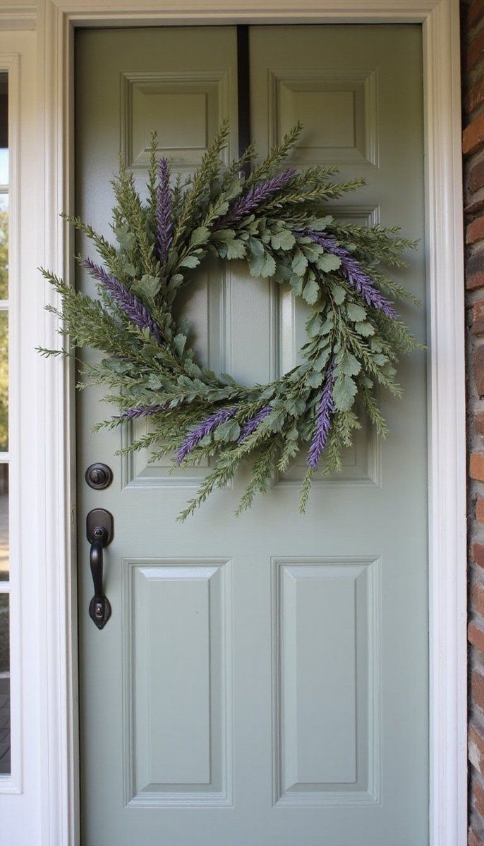 Classic farmhouse wreaths on doors