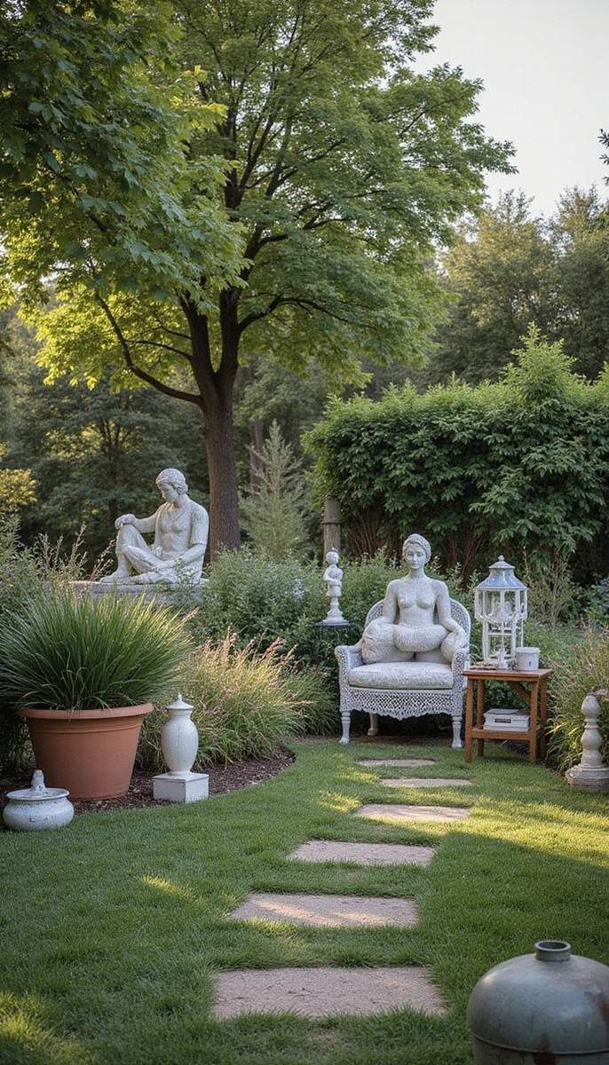 Combining minimalist sculptures with vintage finds