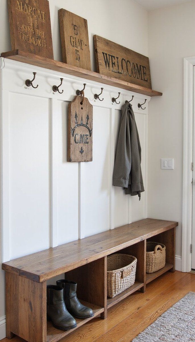 Country charm with a reclaimed wood bench