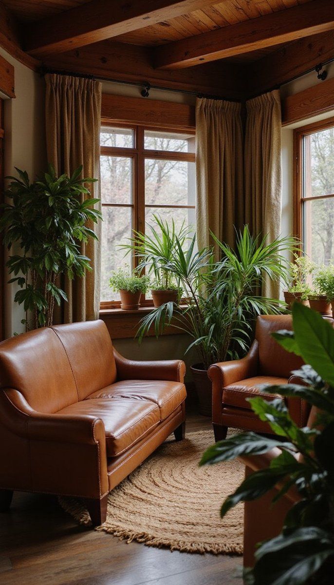 Cozy browns and wooden accents