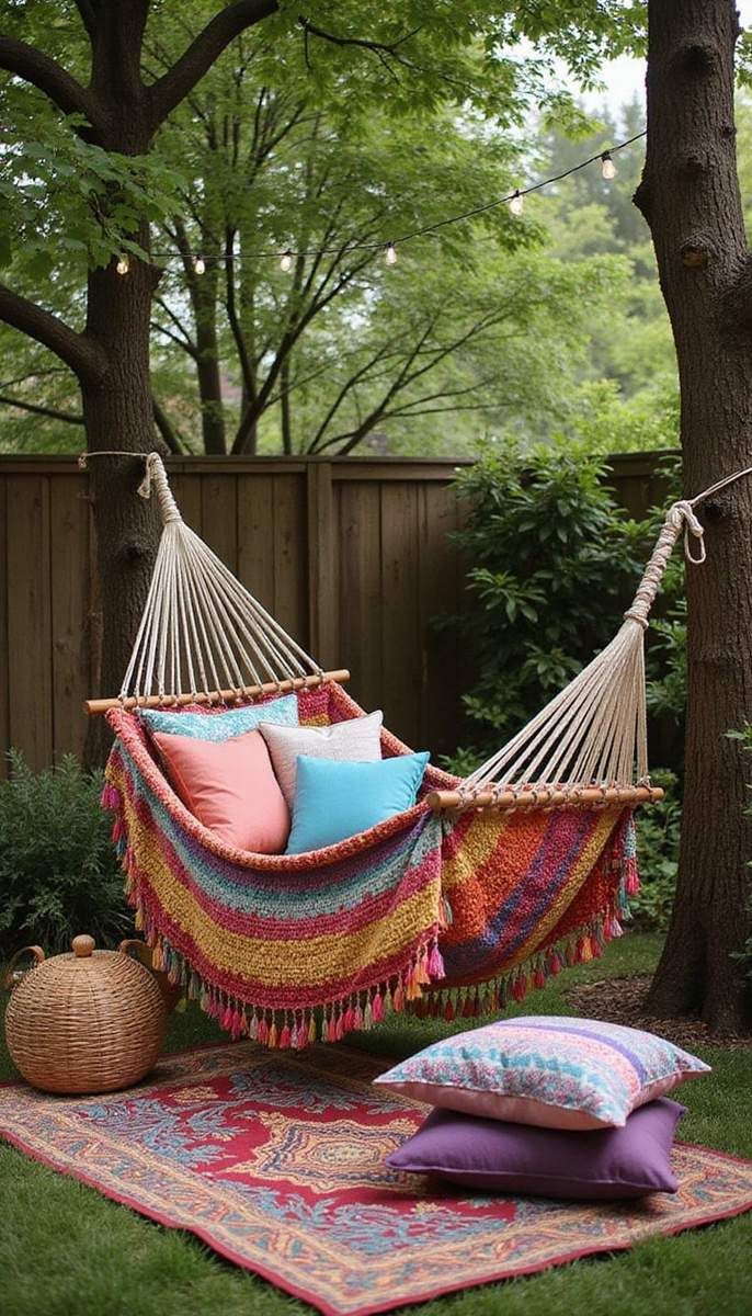 Cozy hammock nook in the garden