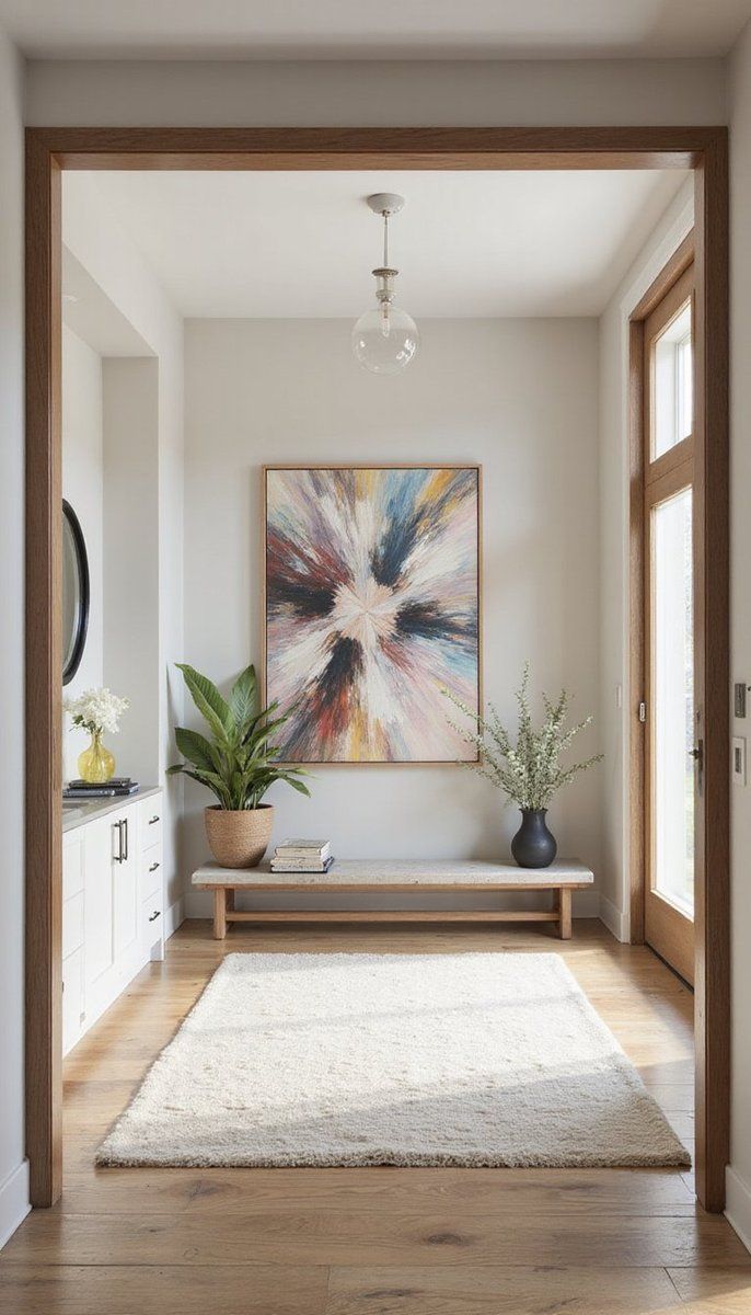 Create a bold entry with abstract art