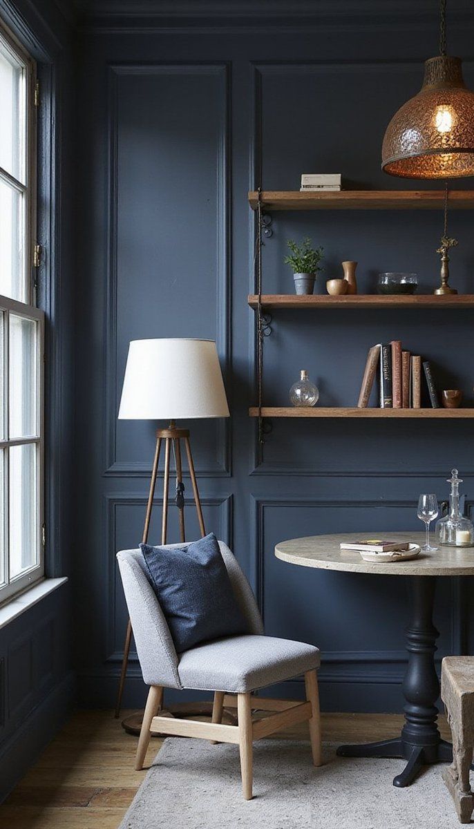 Deep navy and rustic grey