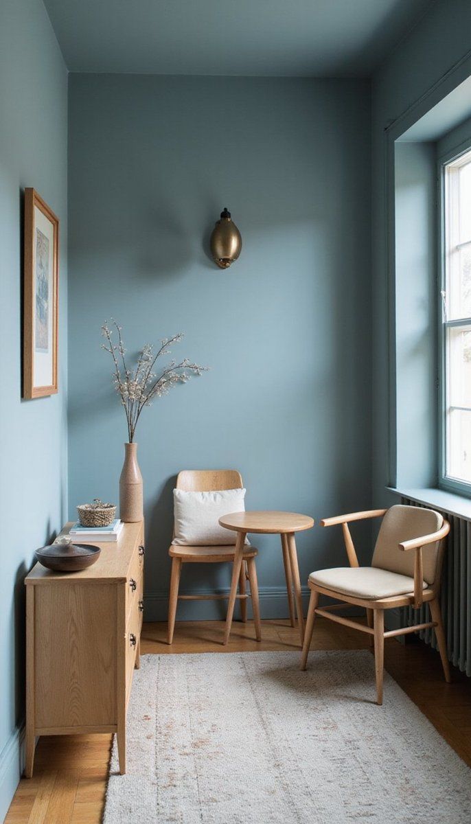 Dusty blue and rustic simplicity