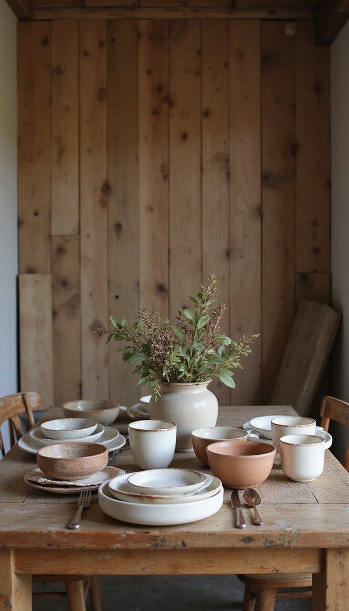 Earth-toned stoneware and ceramics