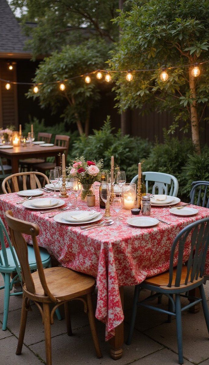 Eclectic outdoor dining settings