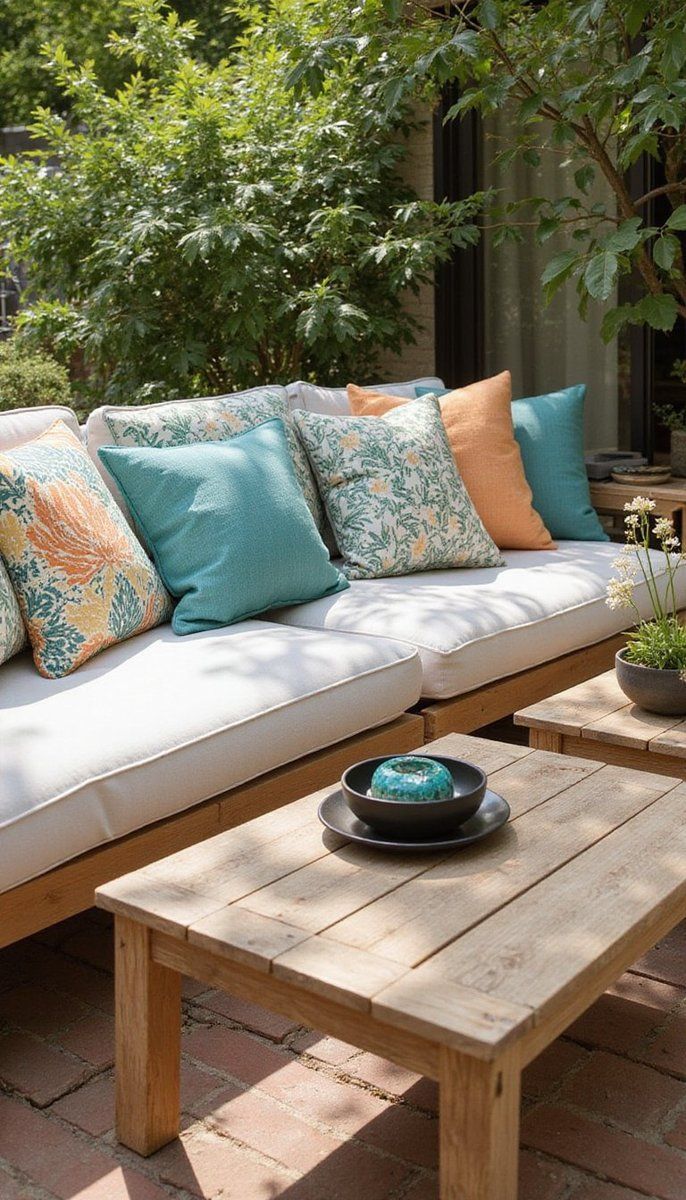 Eco-friendly outdoor cushions with recycled fabric
