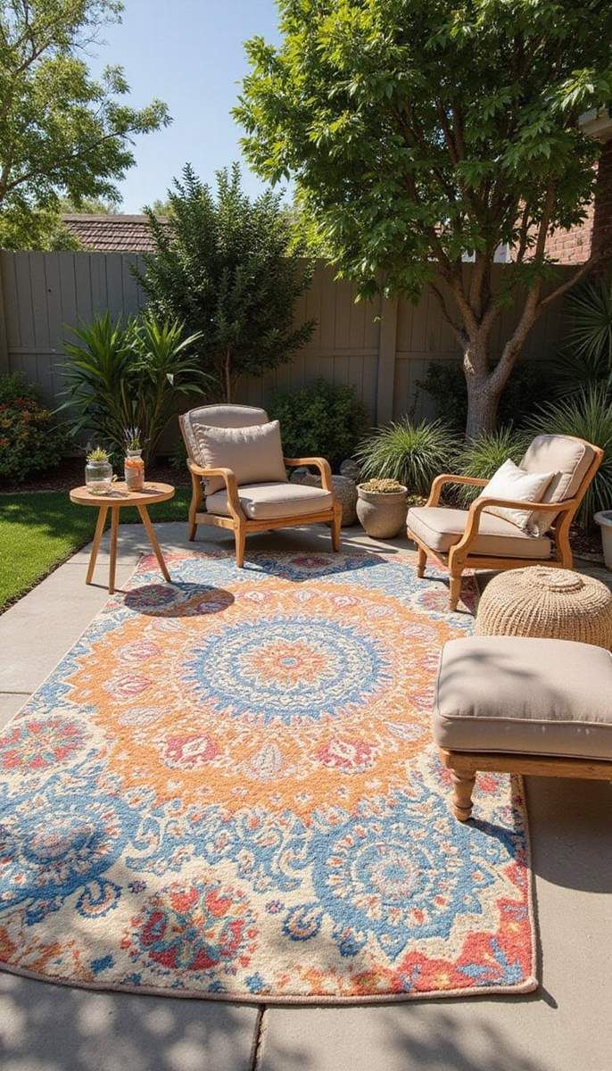 Eco-smart outdoor rugs complete the look