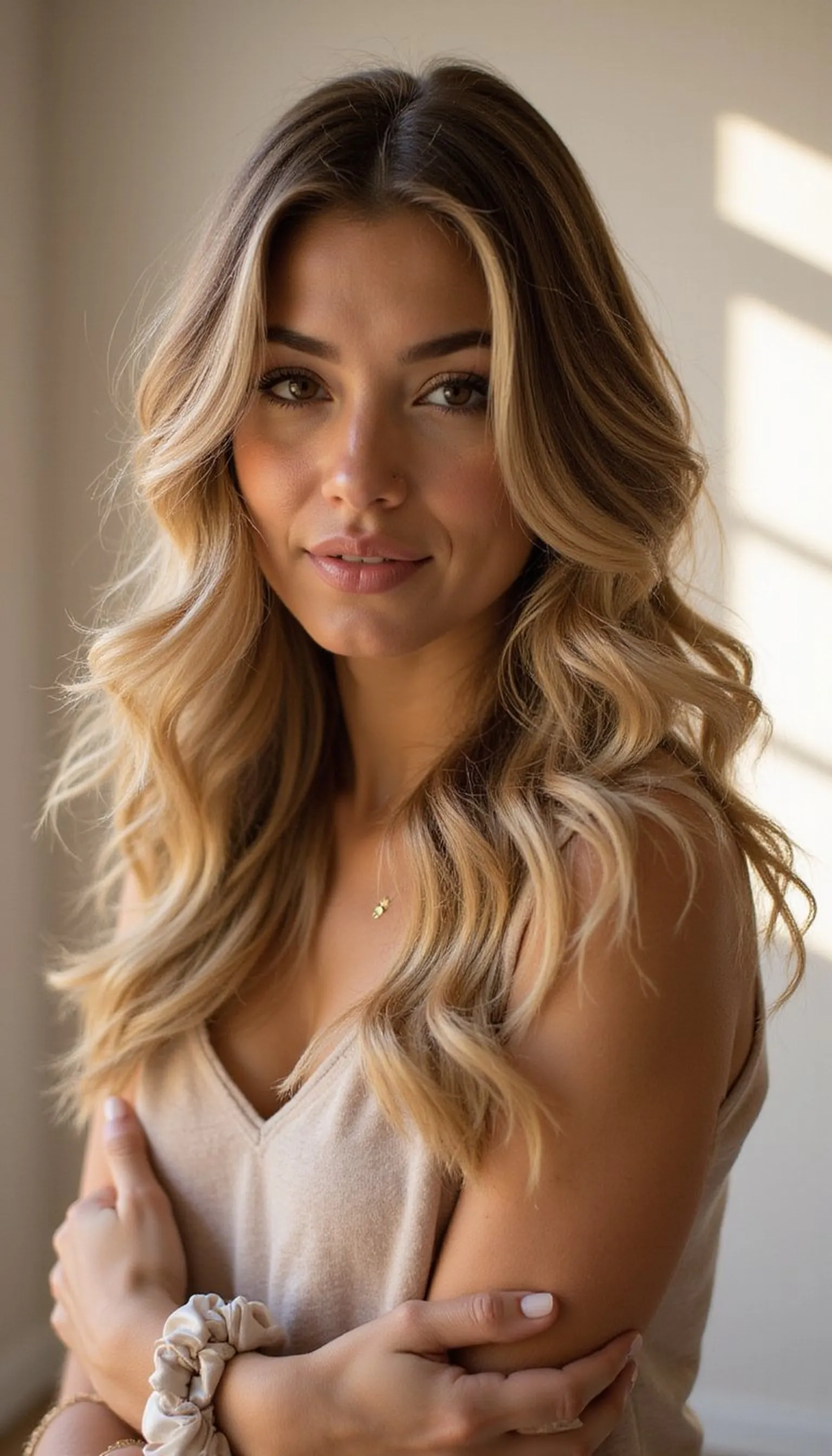 Beachy Shoulder Length Waves With Textured Layers