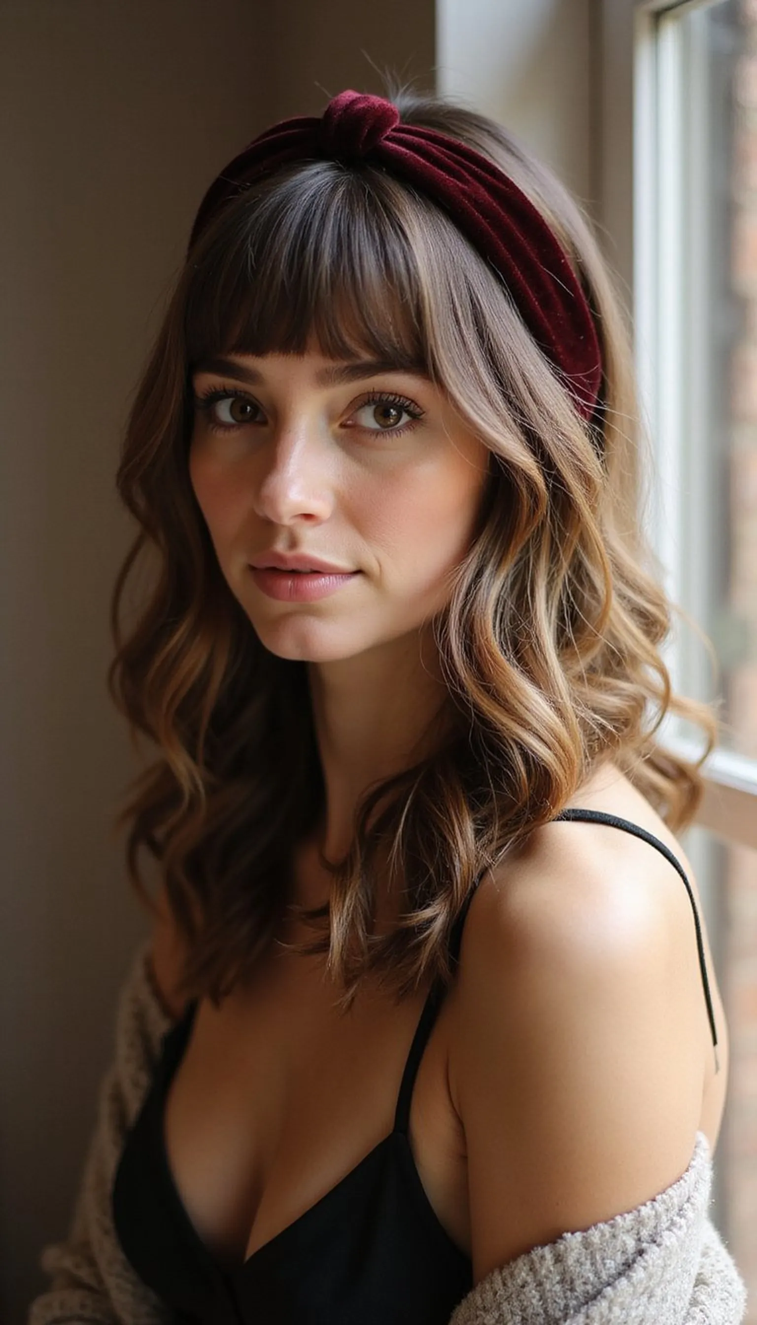 Curtain Bangs With Soft Shoulder Length Waves