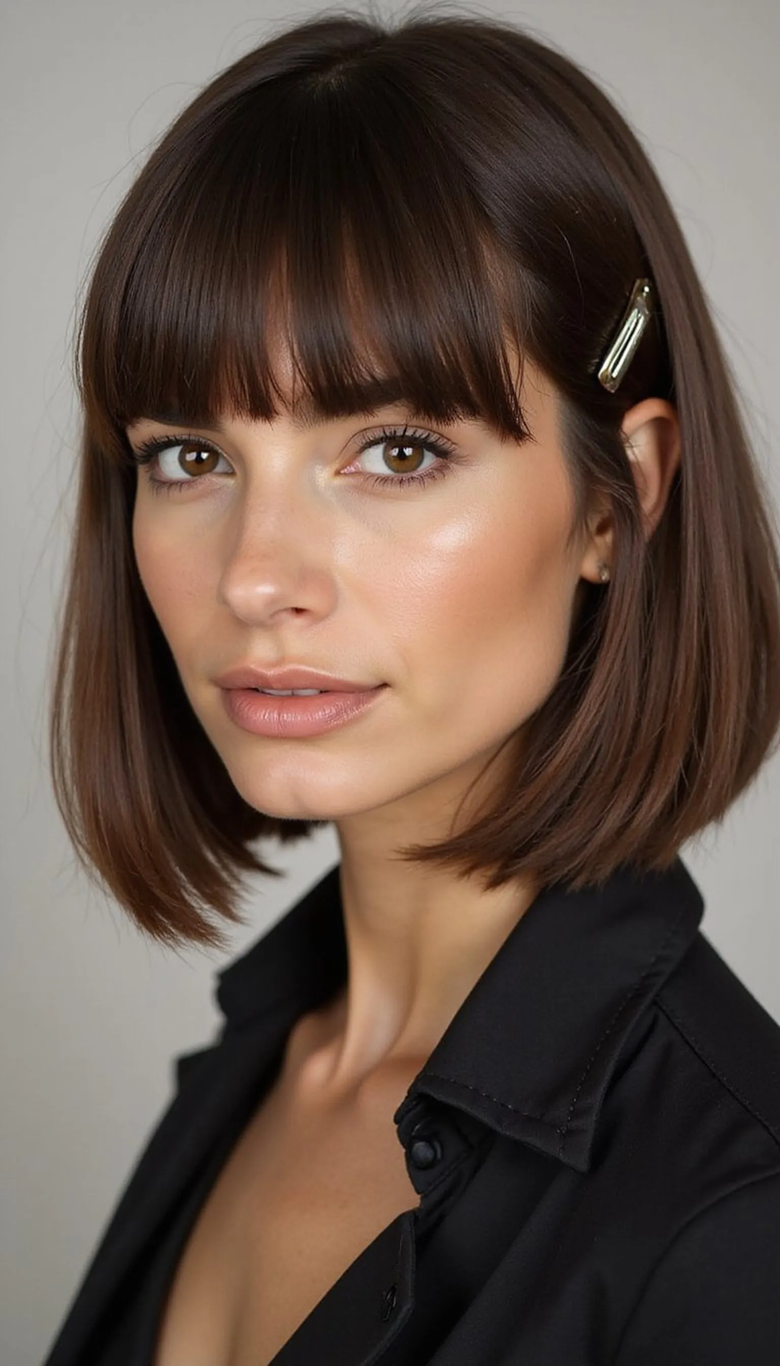 Sleek Straight Shoulder Cut With Sharp Fringe