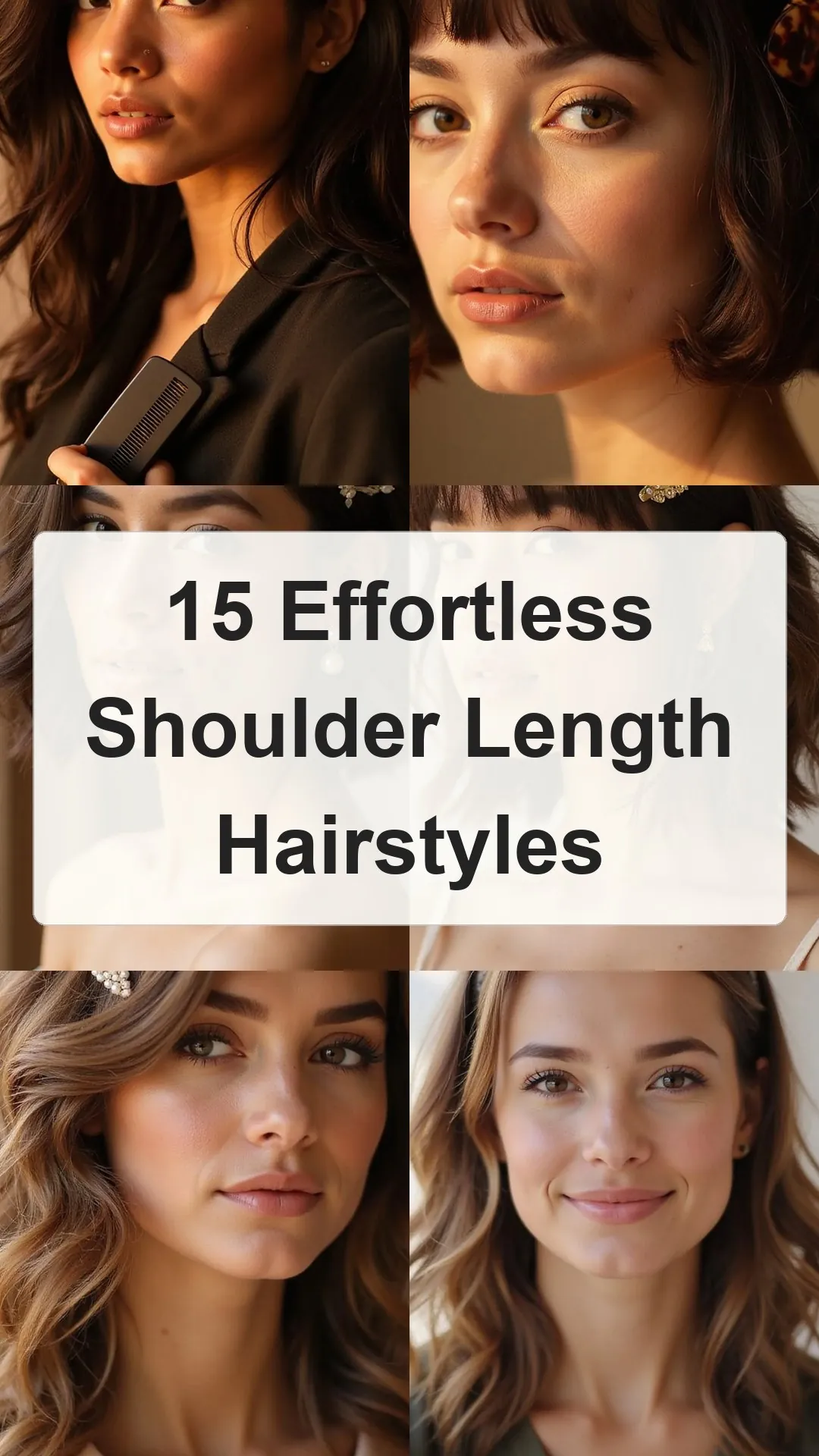 15 Effortless Shoulder Length Hairstyles collage 1