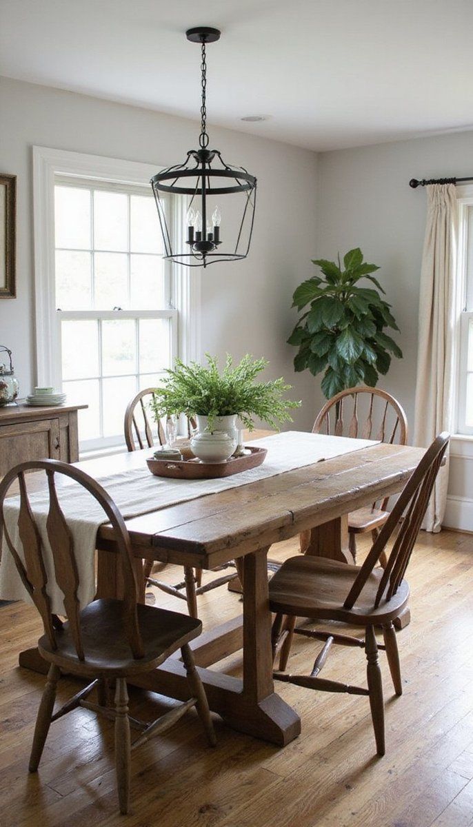 Farmhouse Dining with Rustic Wood Tables