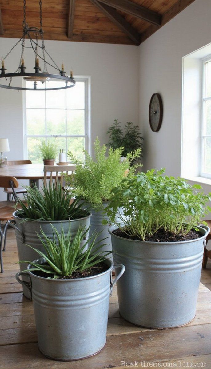 Farmhouse Galvanized Steel Planters
