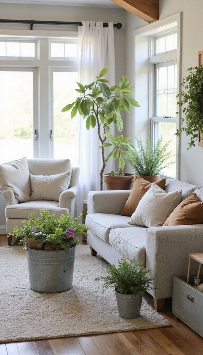 Farmhouse touches with galvanized accents
