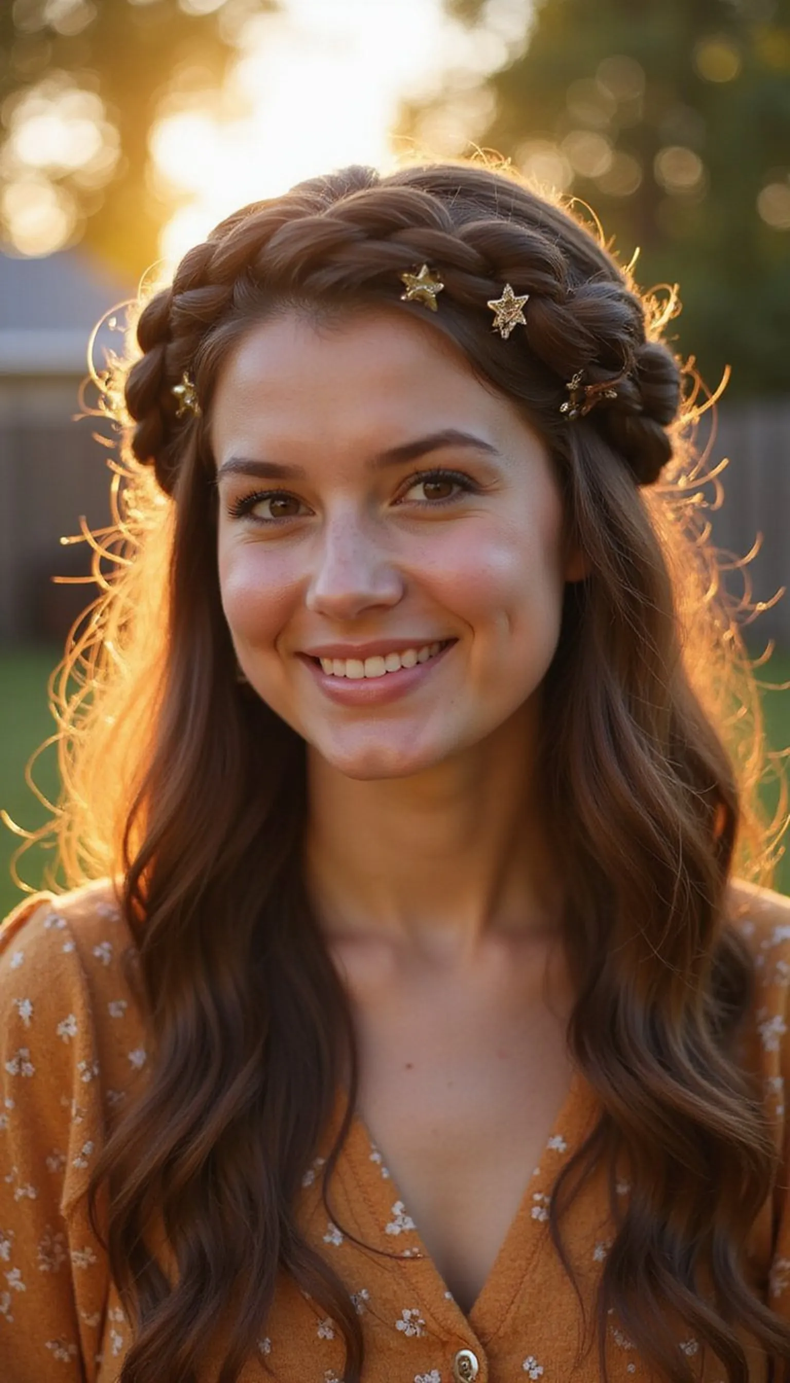 Braided Crown With Gold Star Clips