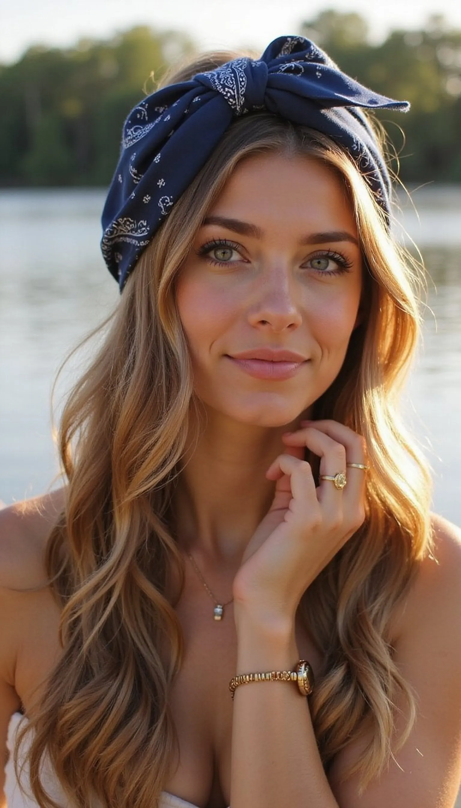 Half-Up Bandana Knot With Summer Waves