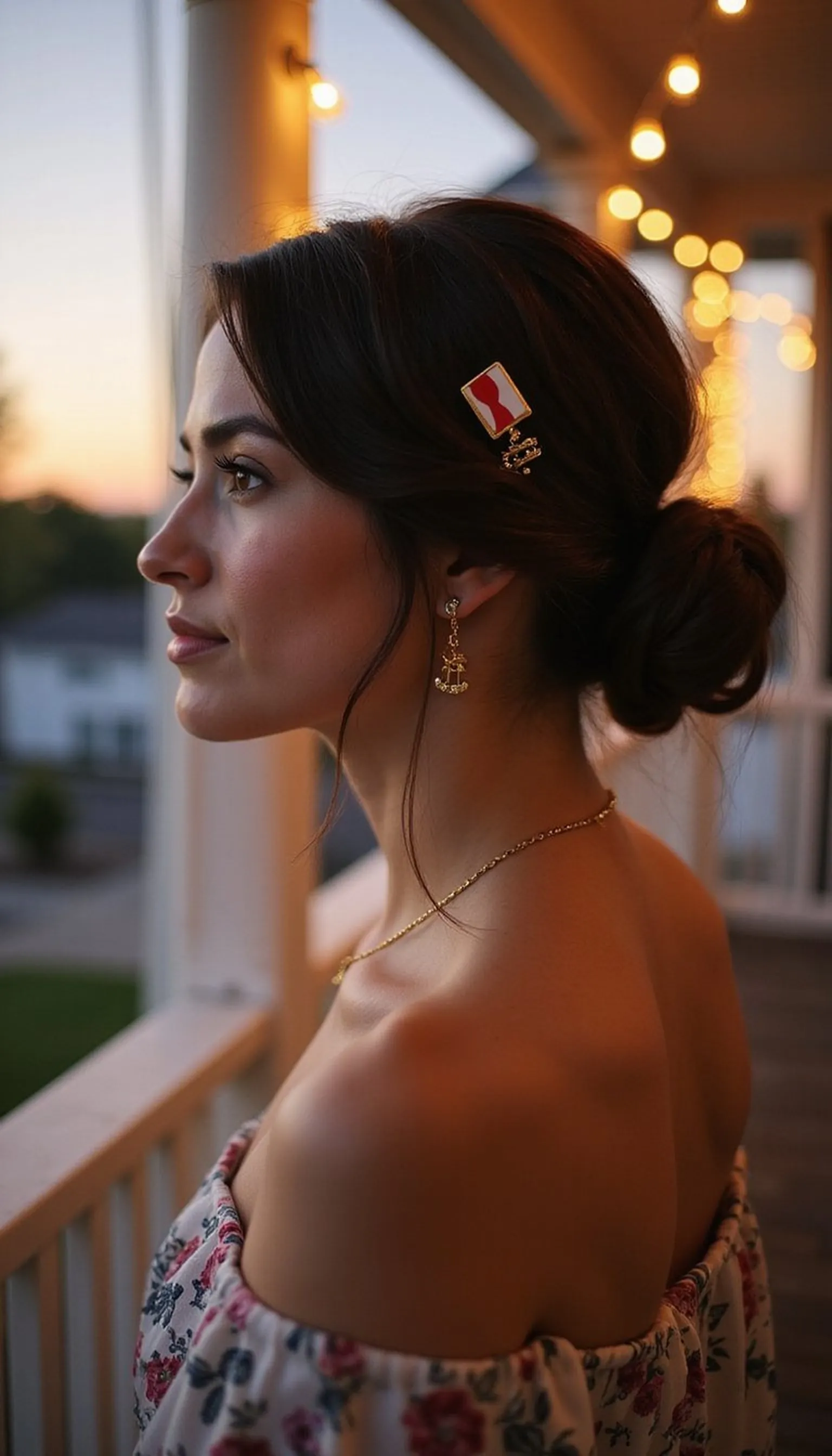 Low Twisted Bun With Flag Enamel Pin