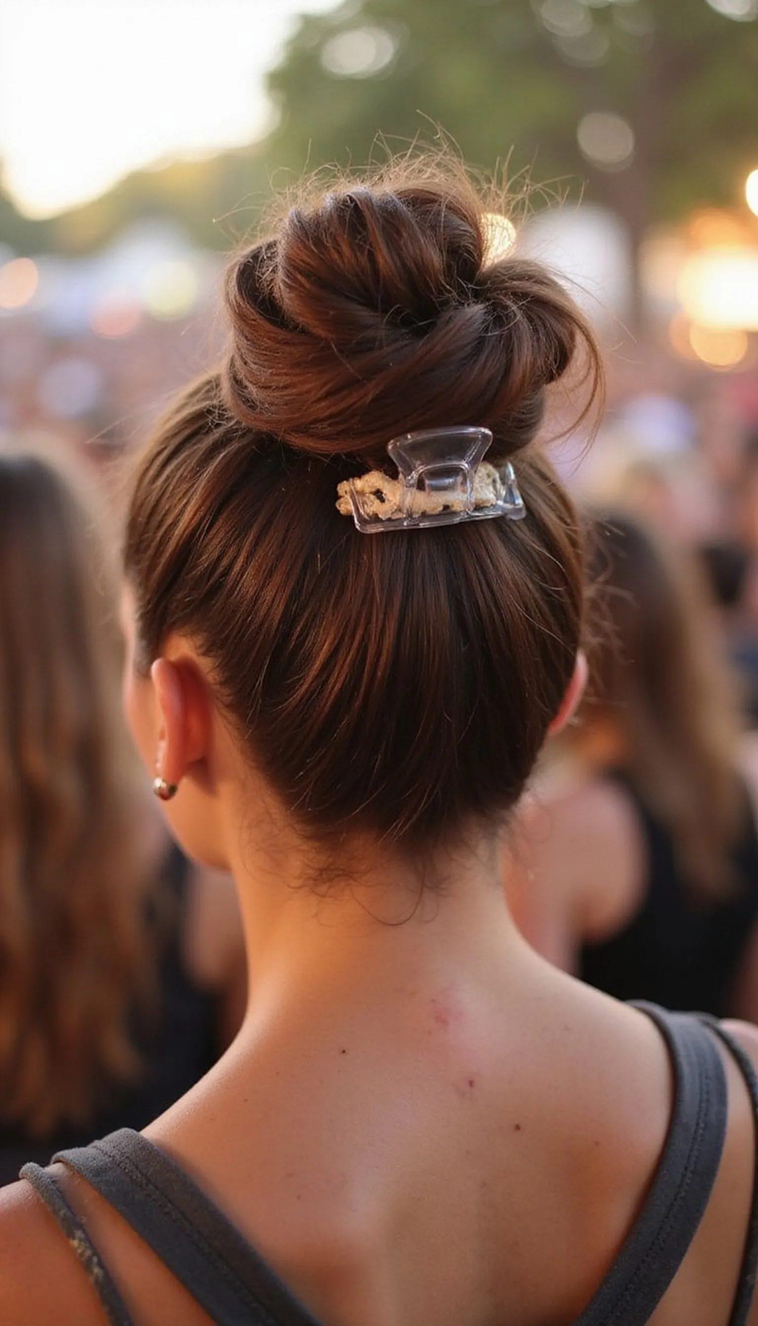 Top Knot Secured With Clear Claw Clip