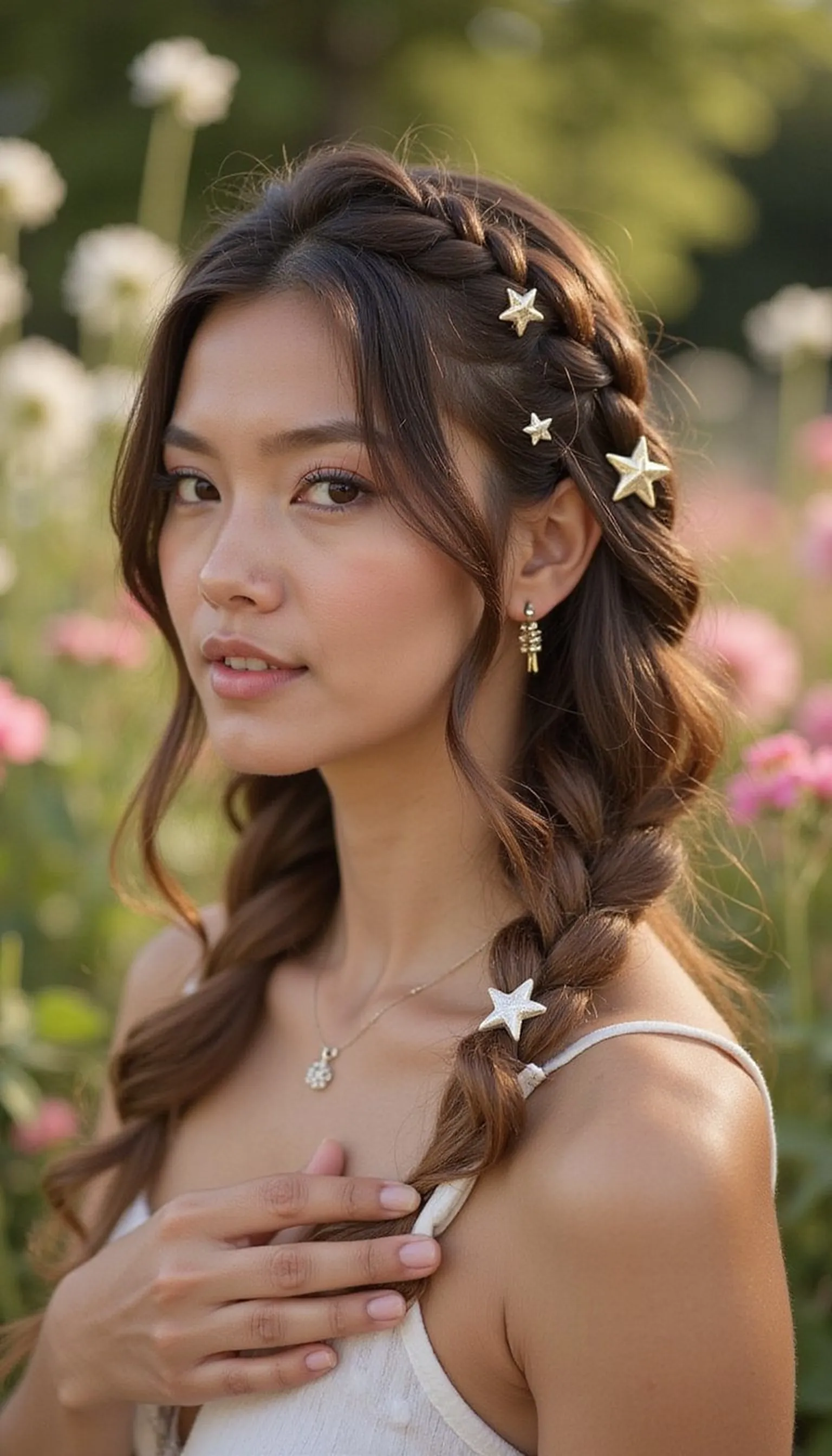 Waterfall Braid Dotted With Mini Star Clips
