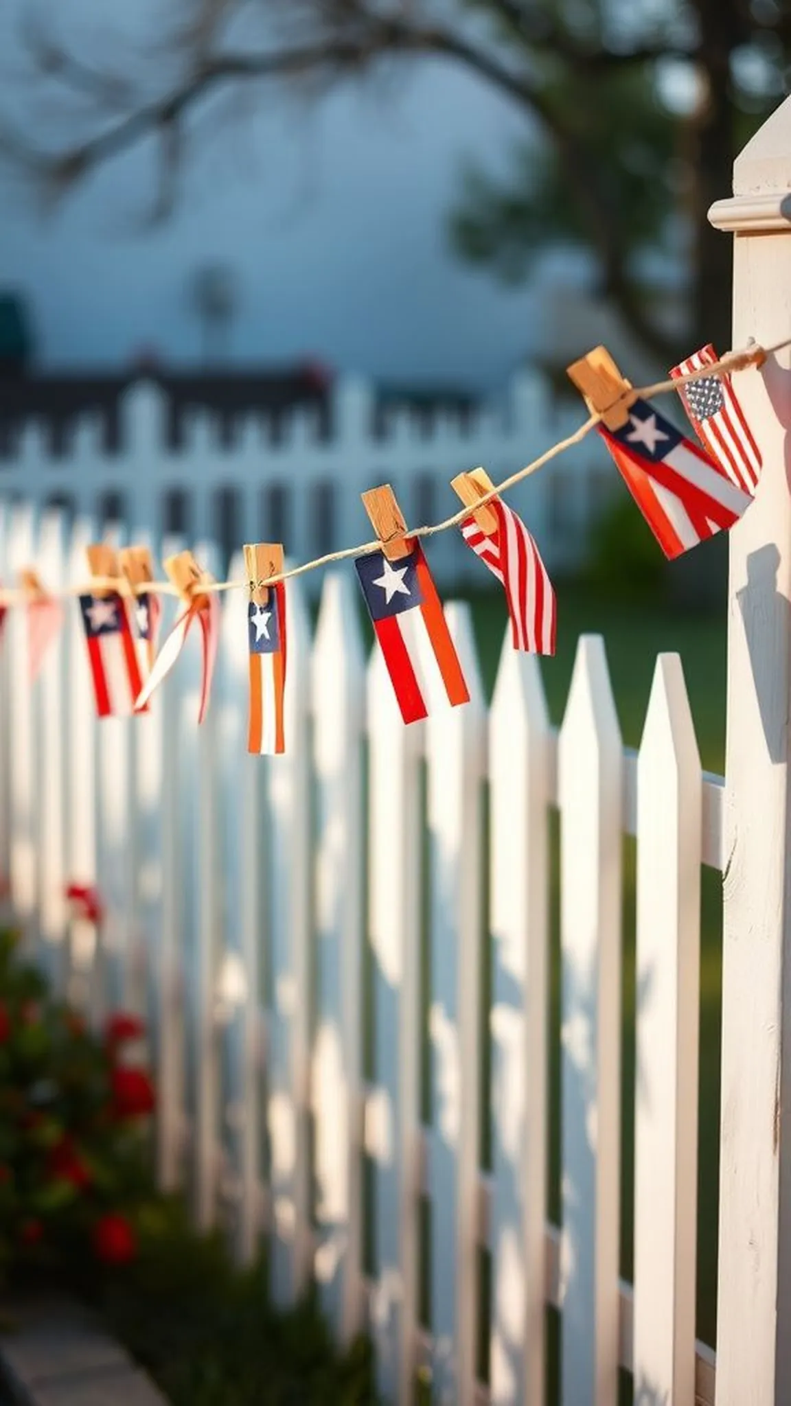 Clothespin flag garland that dances in breeze
