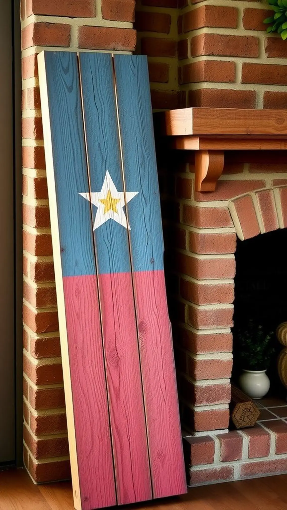 Weathered pallet flag sign for porch or mantel