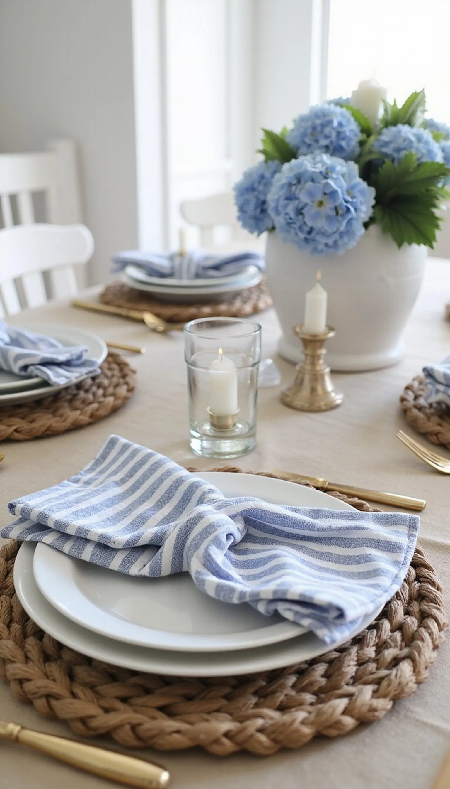 Coastal navy and white seaside setting
