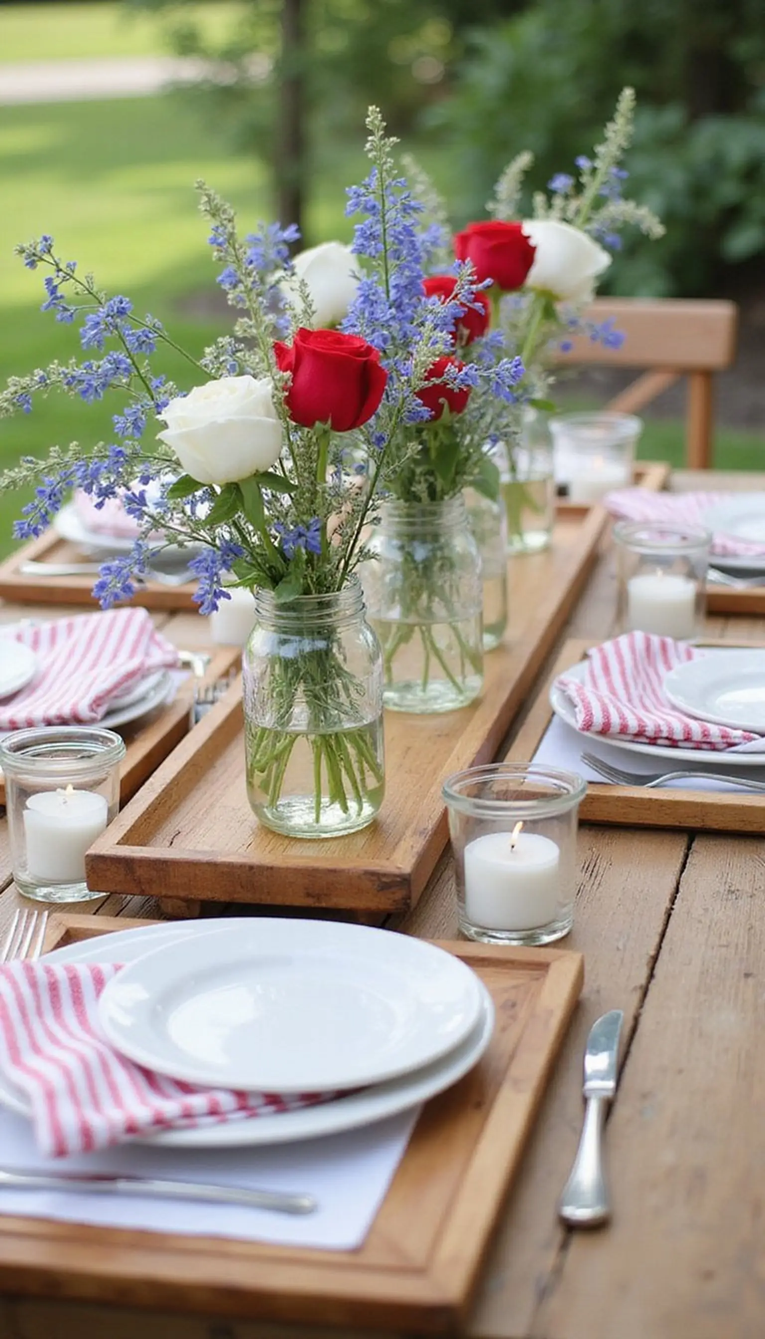 Mason jar wildflower cluster for casual charm