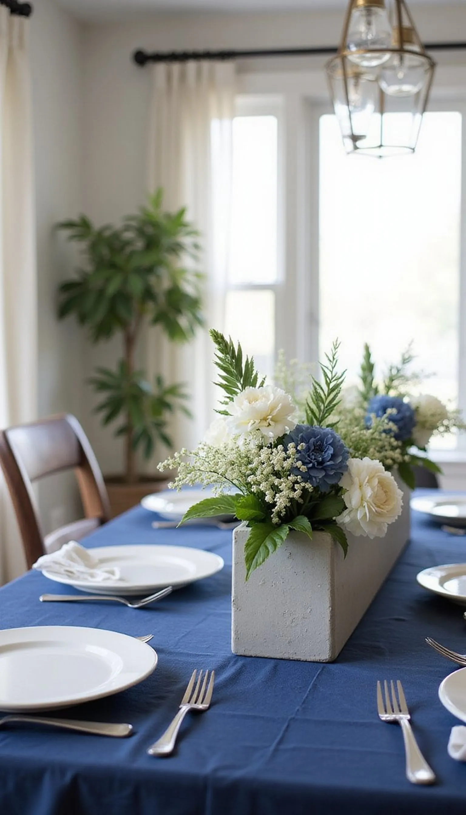 Minimal navy and white modern tabletop