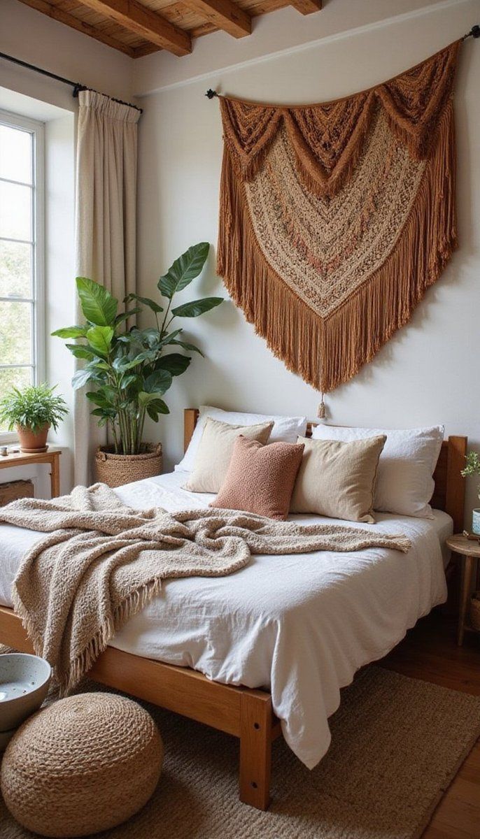 Fringe tapestry walls: a bohemian touch