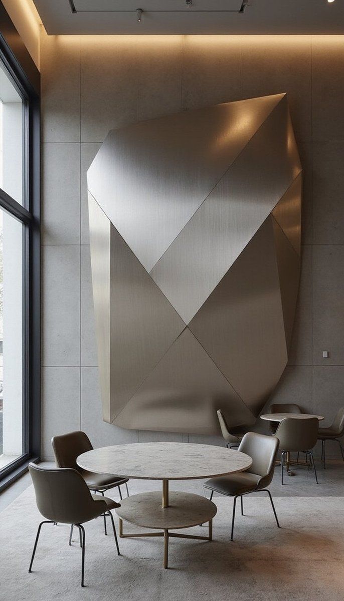 Geometric metal installations for modern flair