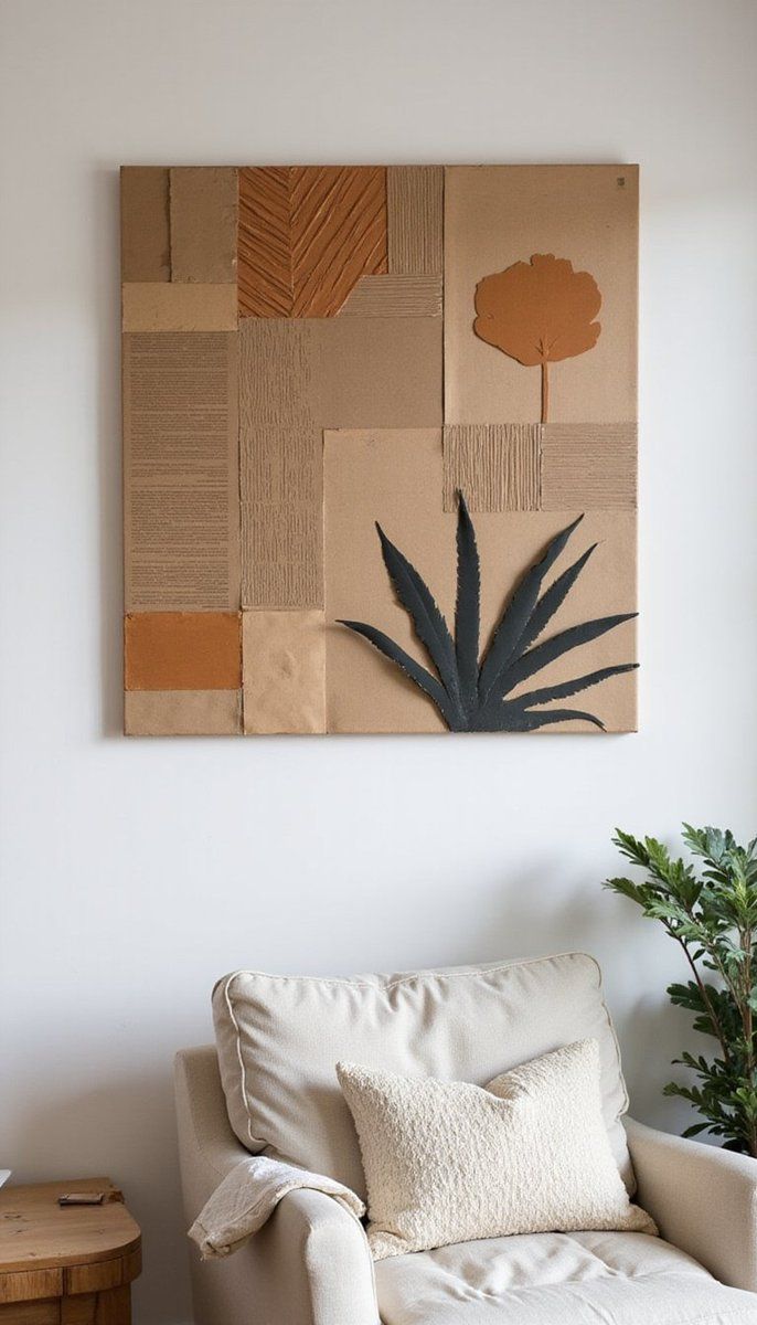 Geometric Wall Art with Recycled Cardboard