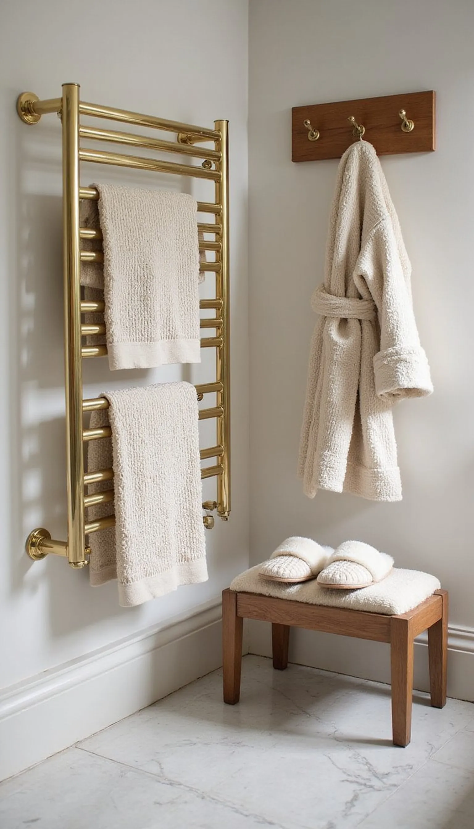 Heated towel rail and cozy robe corner