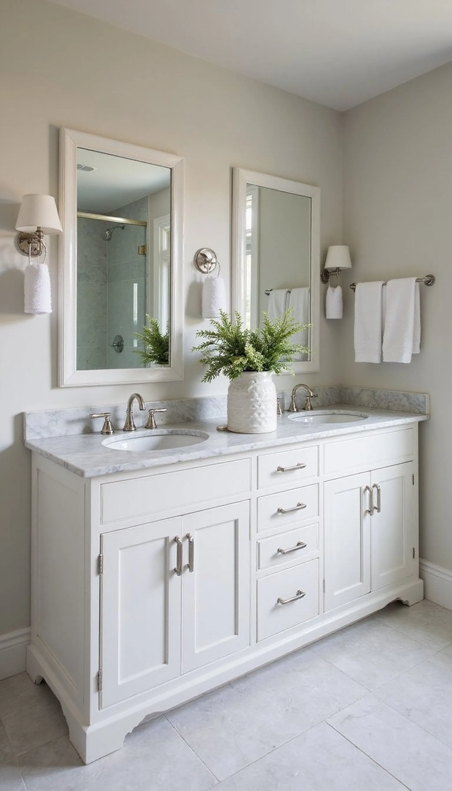 Symmetrical double-vanity for an ordered feel