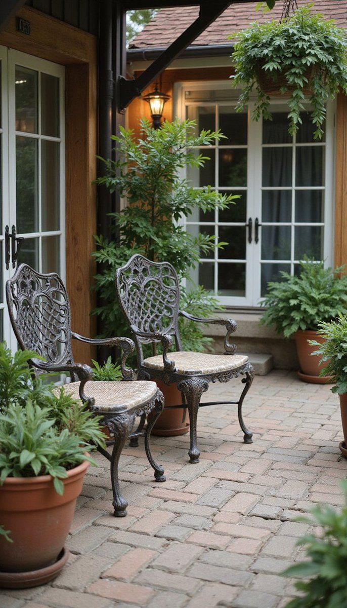 Incorporating vintage garden chairs