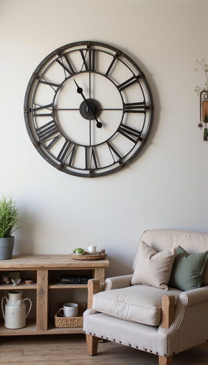 Industrial clock as a farmhouse centerpiece