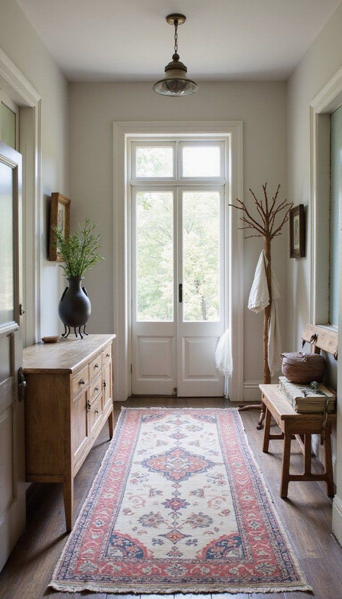 Inviting entryways with antique rugs