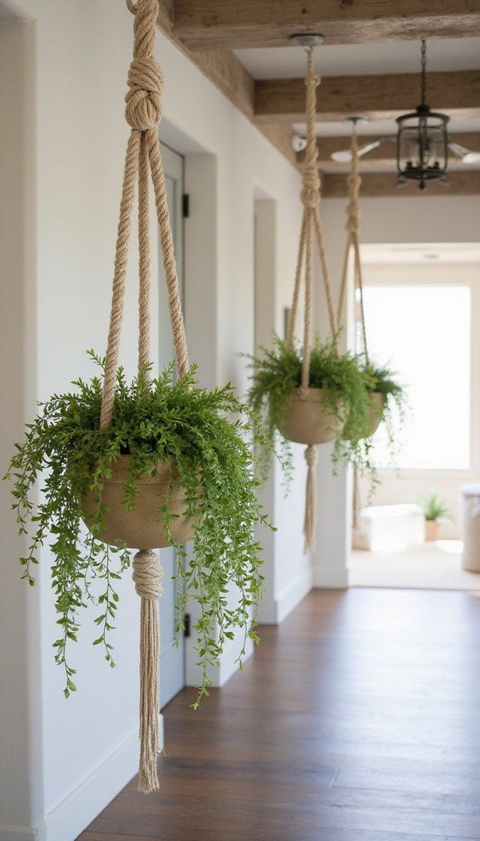 Inviting foyer with hanging plants