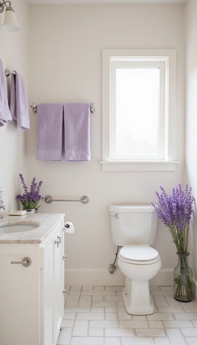 Ivory and soft lavender's calming hues