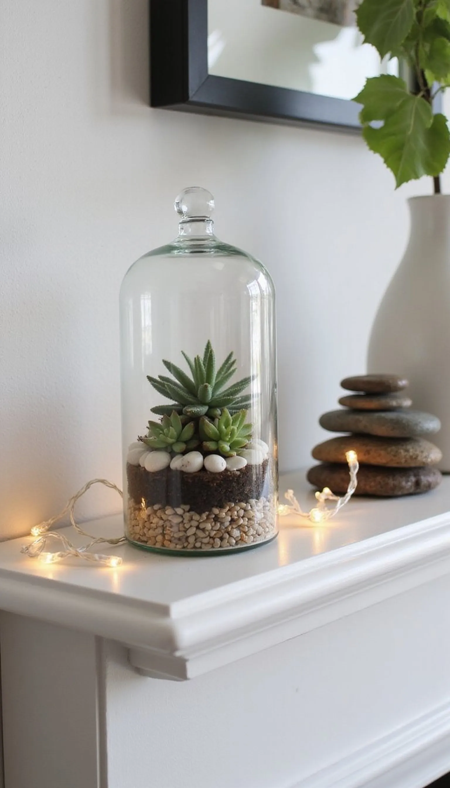 Glass terrarium + succulents for modern freshness