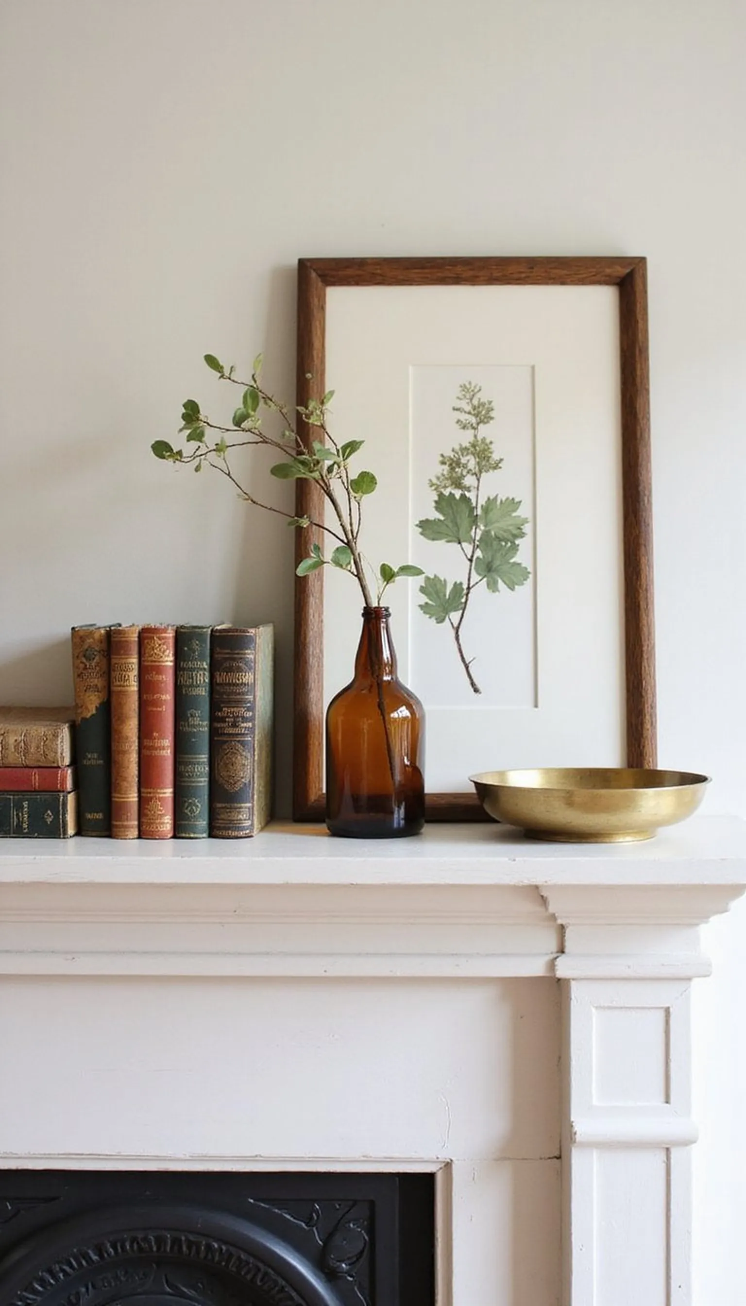 Vintage books and botanical art: old-school charm