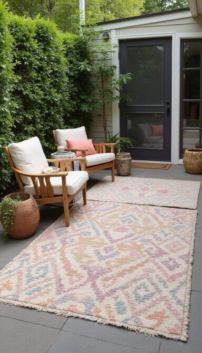 Layered outdoor rugs for visual interest