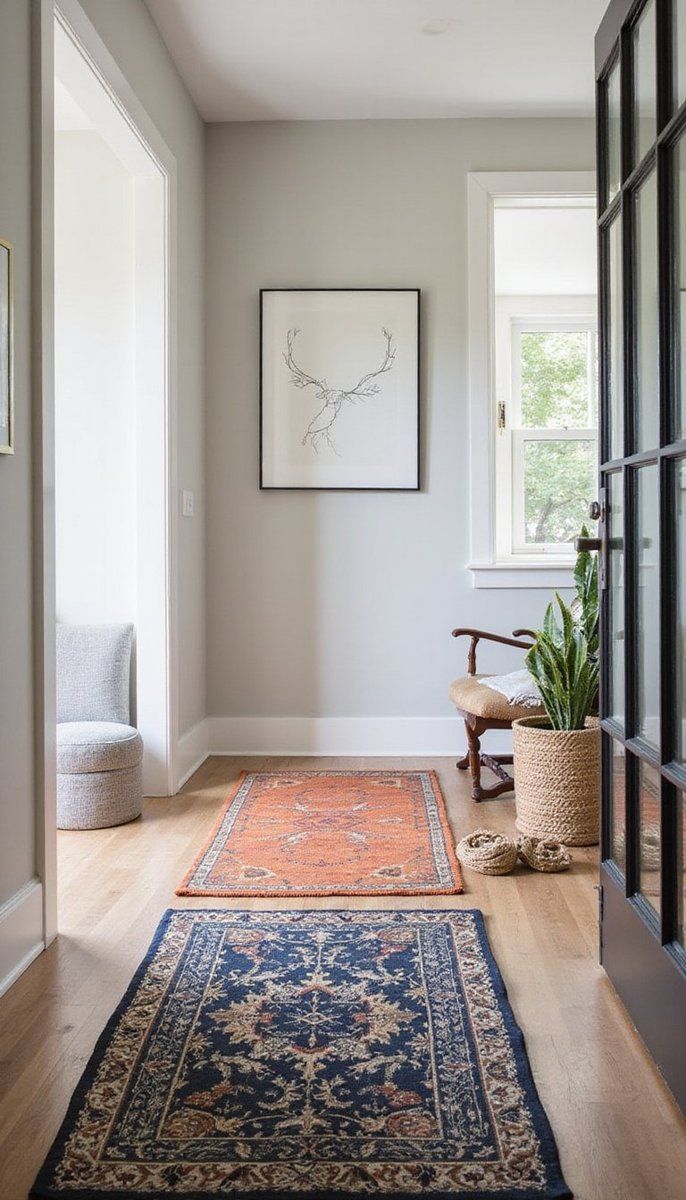 Layered rugs for texture and warmth