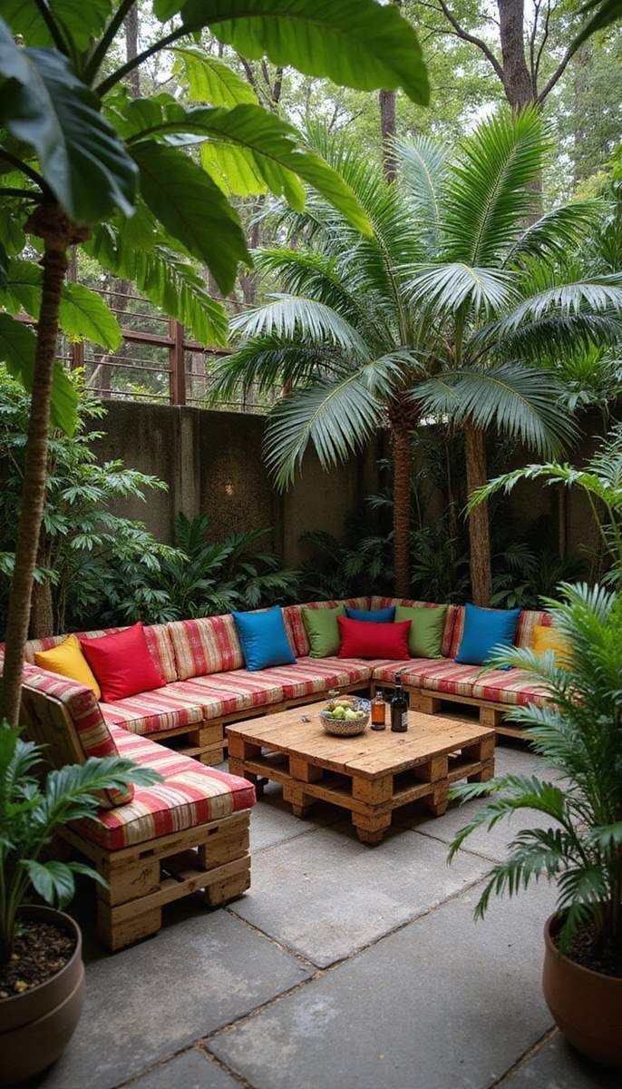 Lush Tropical Hideaway with Pallet Furniture