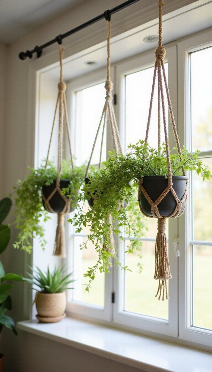 Macrame planters for bohemian greenery